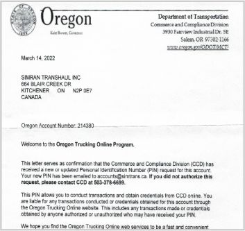 Oregon Certificate